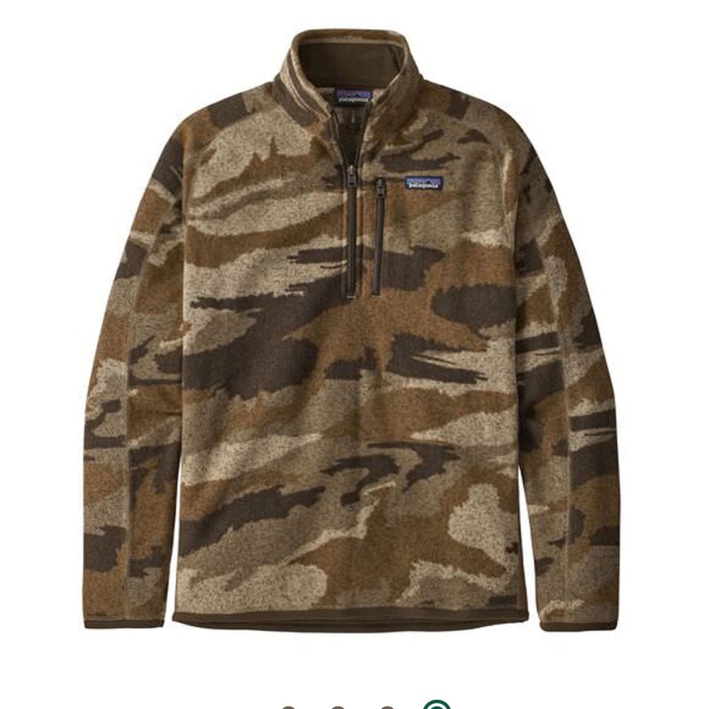 Patagonia Men's Better Sweater 1/4 Zip Pullover Brown Camouflage